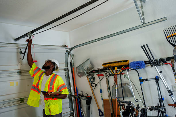 Professional Garage Door Panel Replacement technician working in Harnett County County, NC